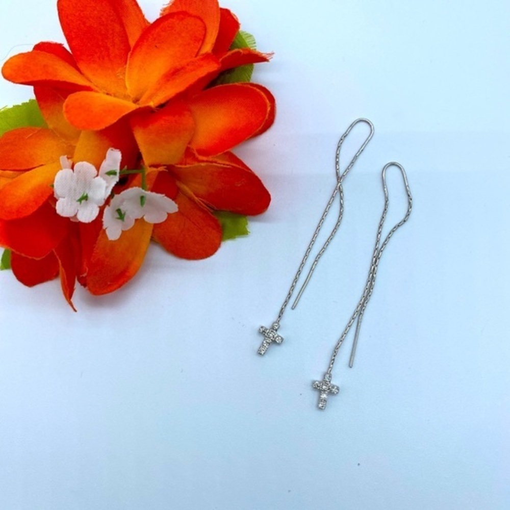 Silver cross earrings